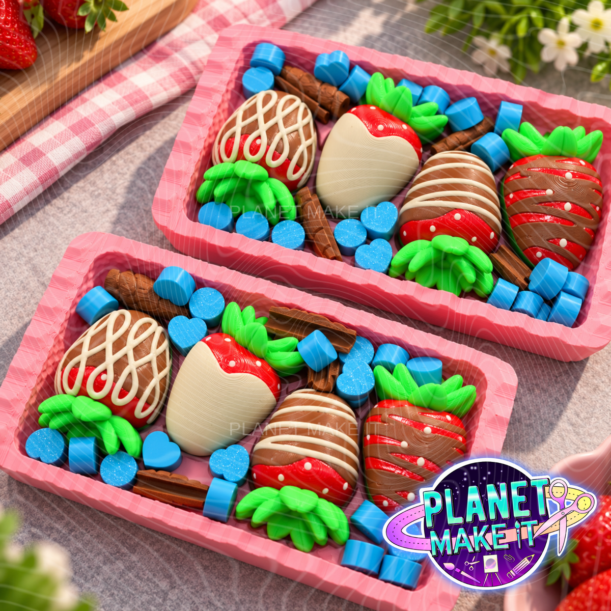 Choc Strawberry Tray - Sensory Clicker