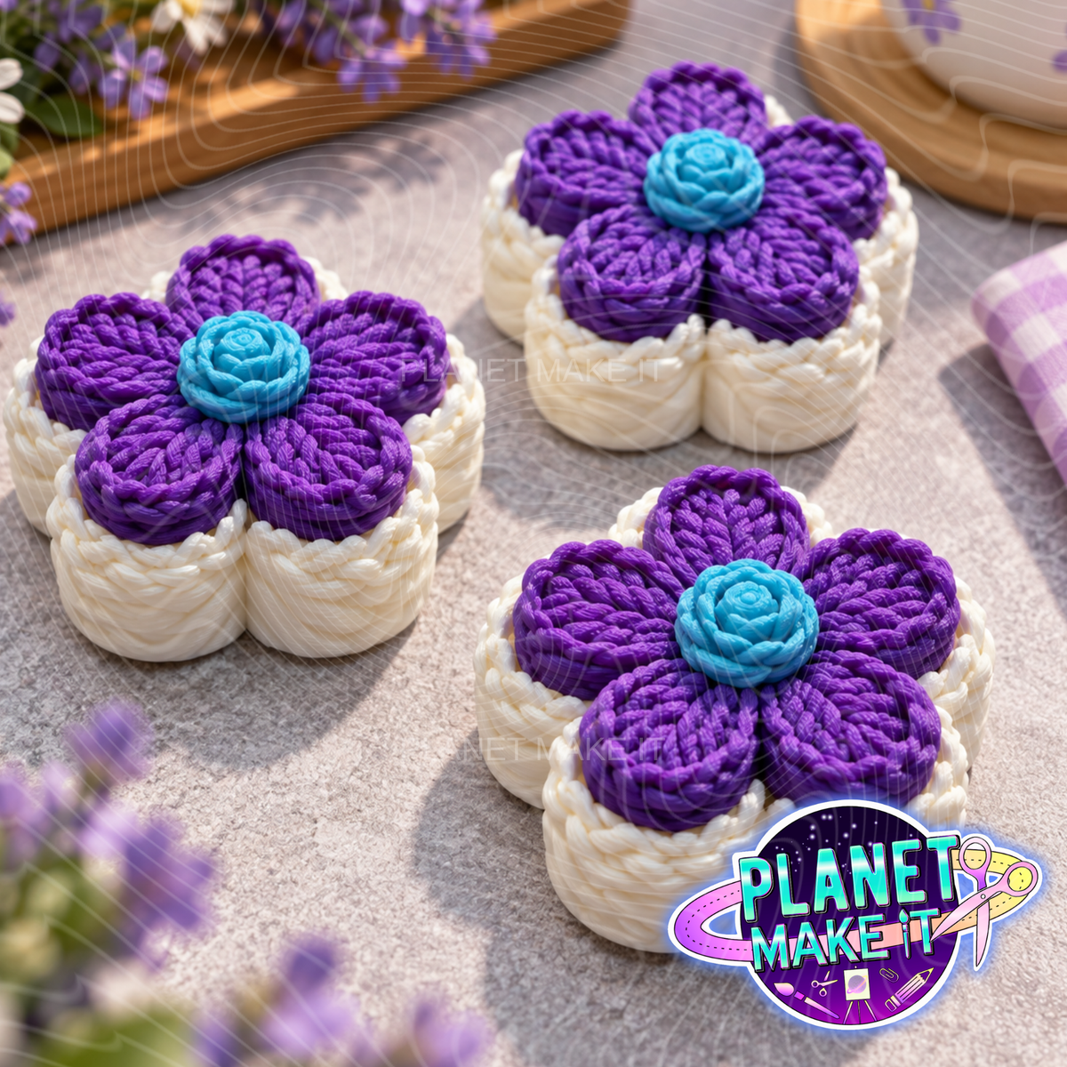 Crochet Flowers (Blue Dot) - Sensory Clicker
