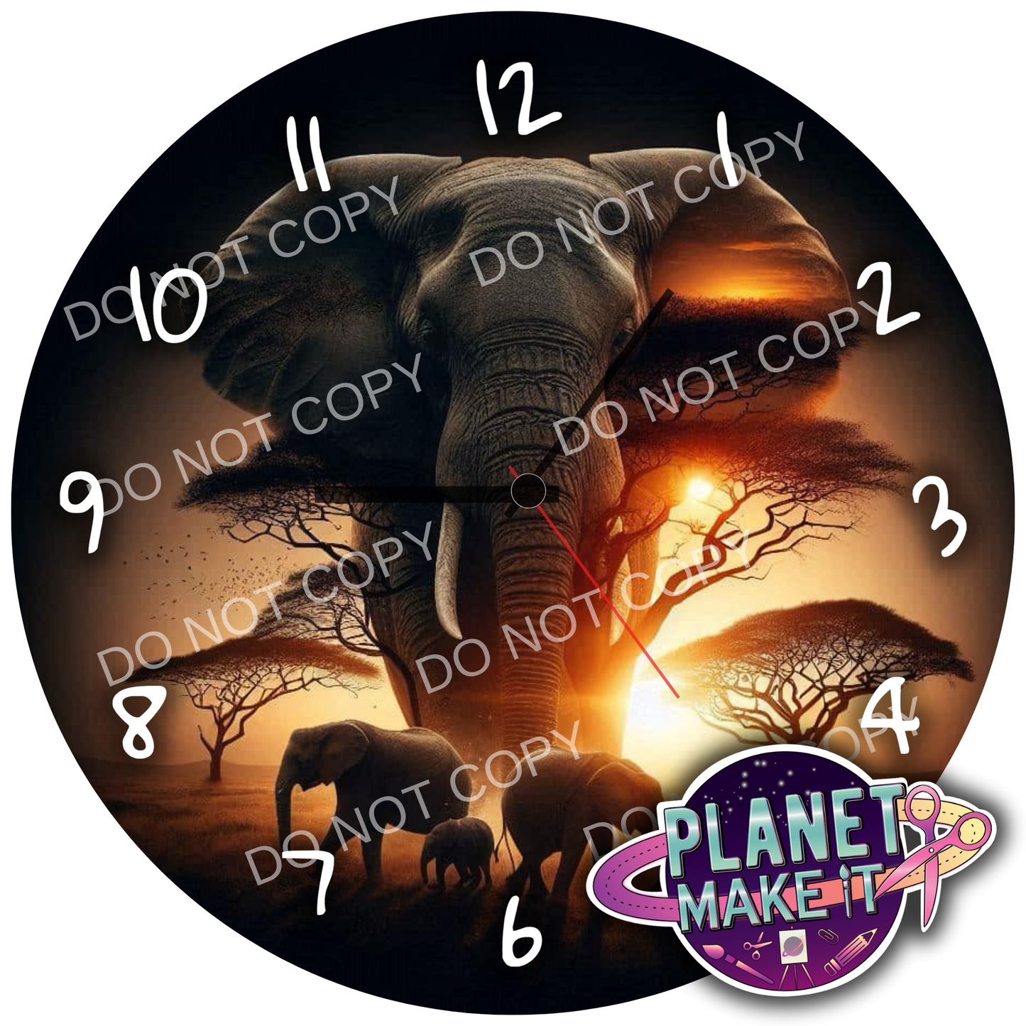 Clock - Safari Elephants