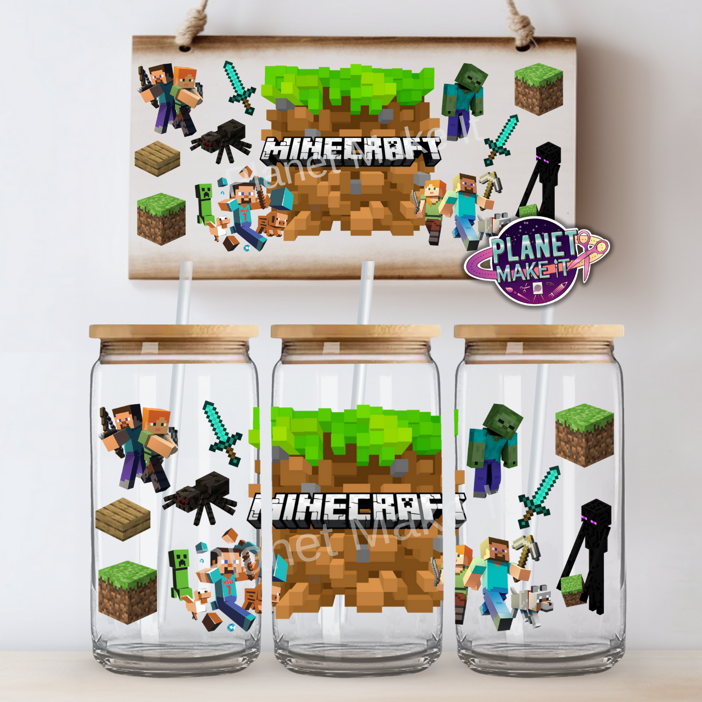 Block Characters - 16oz Glass Tumbler