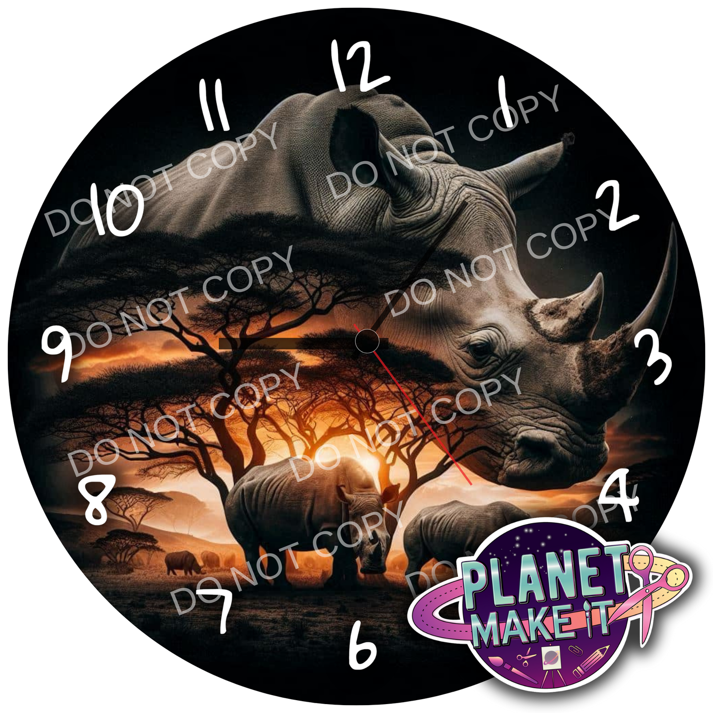 Clock - Sunset Rhinos