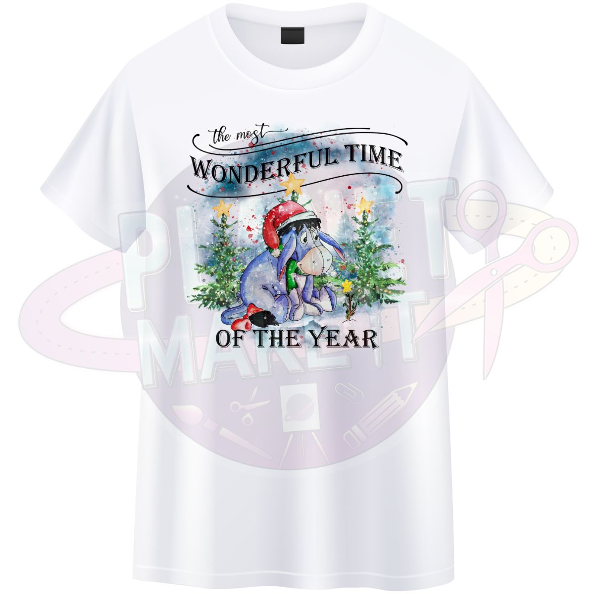 Christmas Blue Donkey - T-Shirt