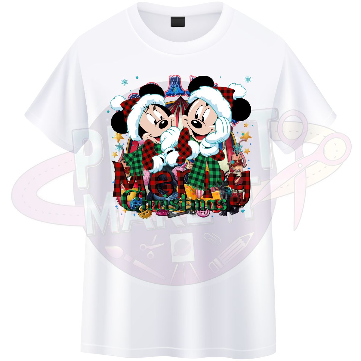 Christmas Characters Gingham - T-Shirt