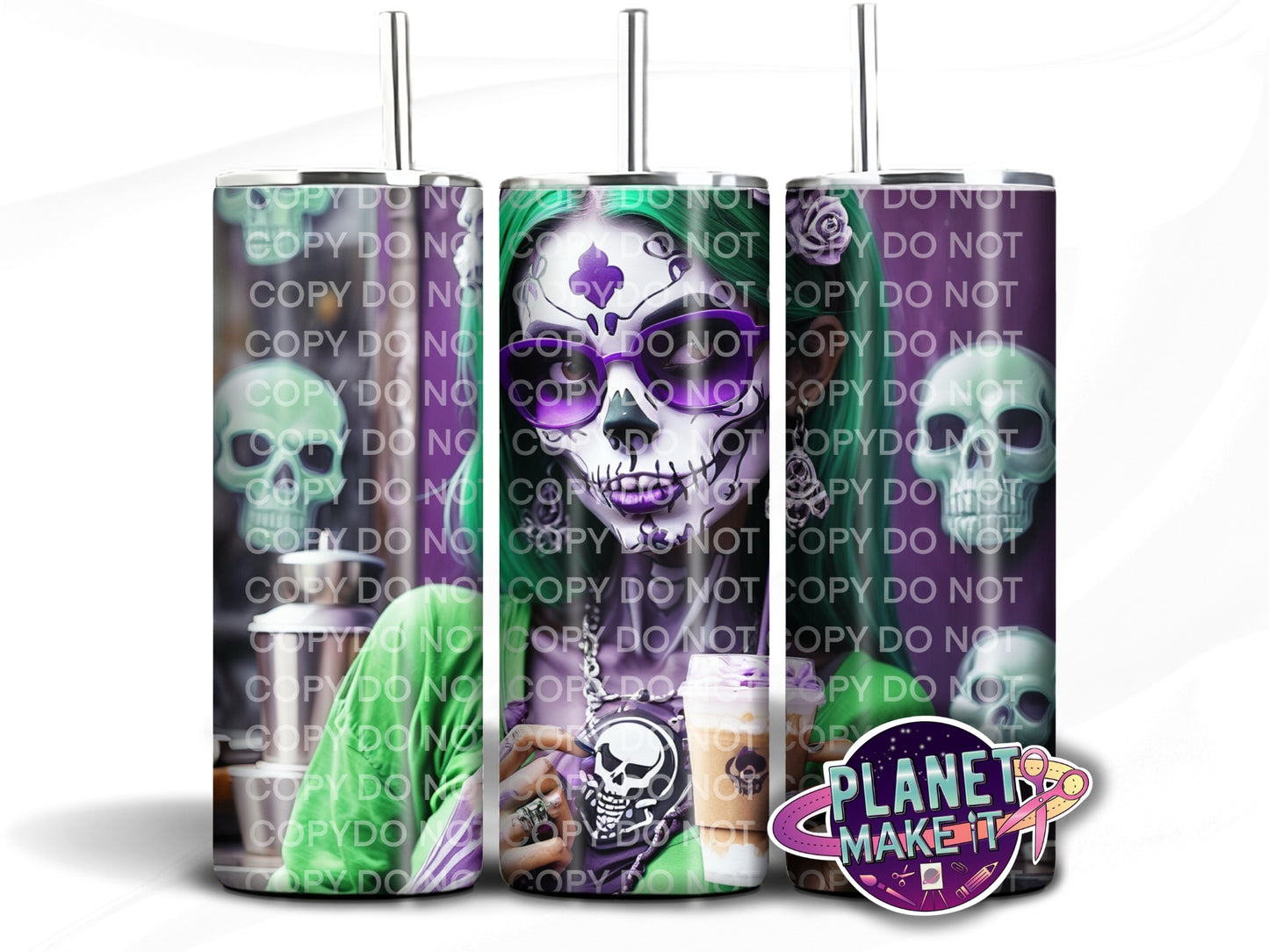 Iced Coffee Skull Girl - Stainless Steel Tumbler
