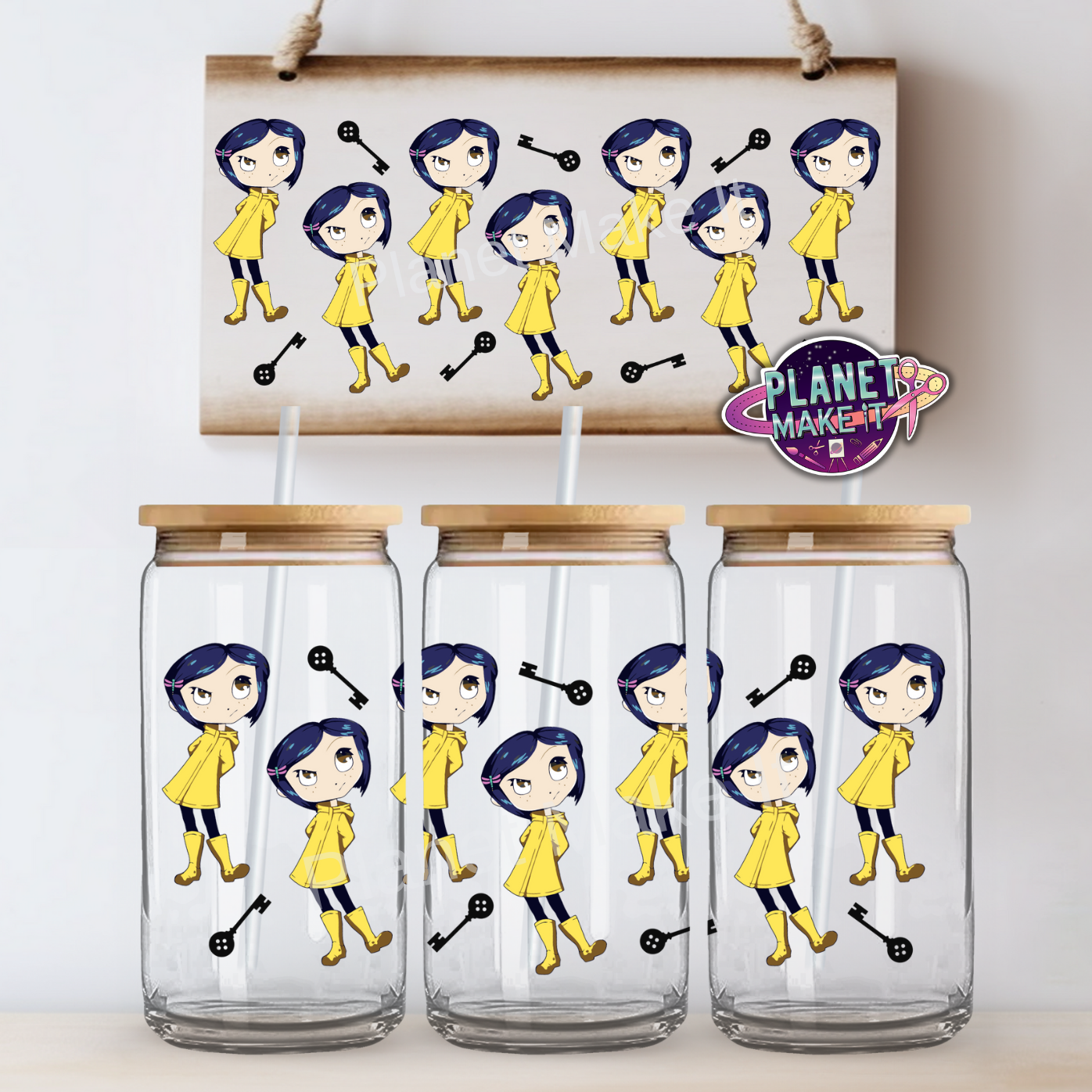 Button Eye Girl - 16oz Glass Tumbler