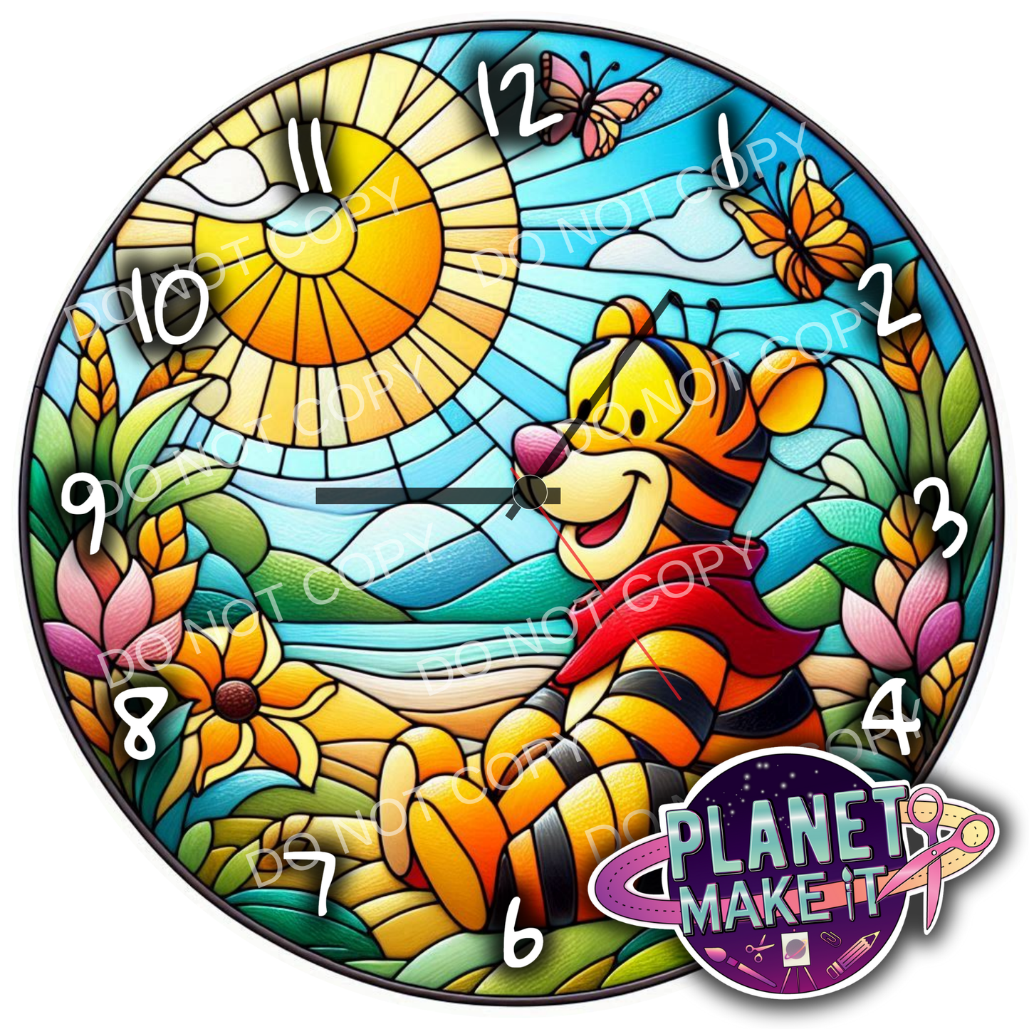Clock - Stained Glass Happy Character