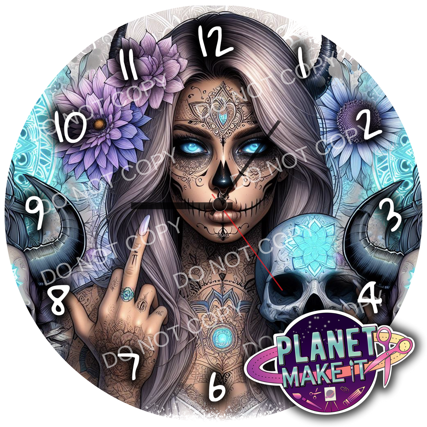 Clock - Blue Neon Eye Girl