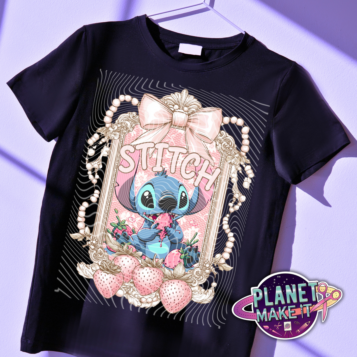 Blue Alien (Pink Frame) - T-Shirt