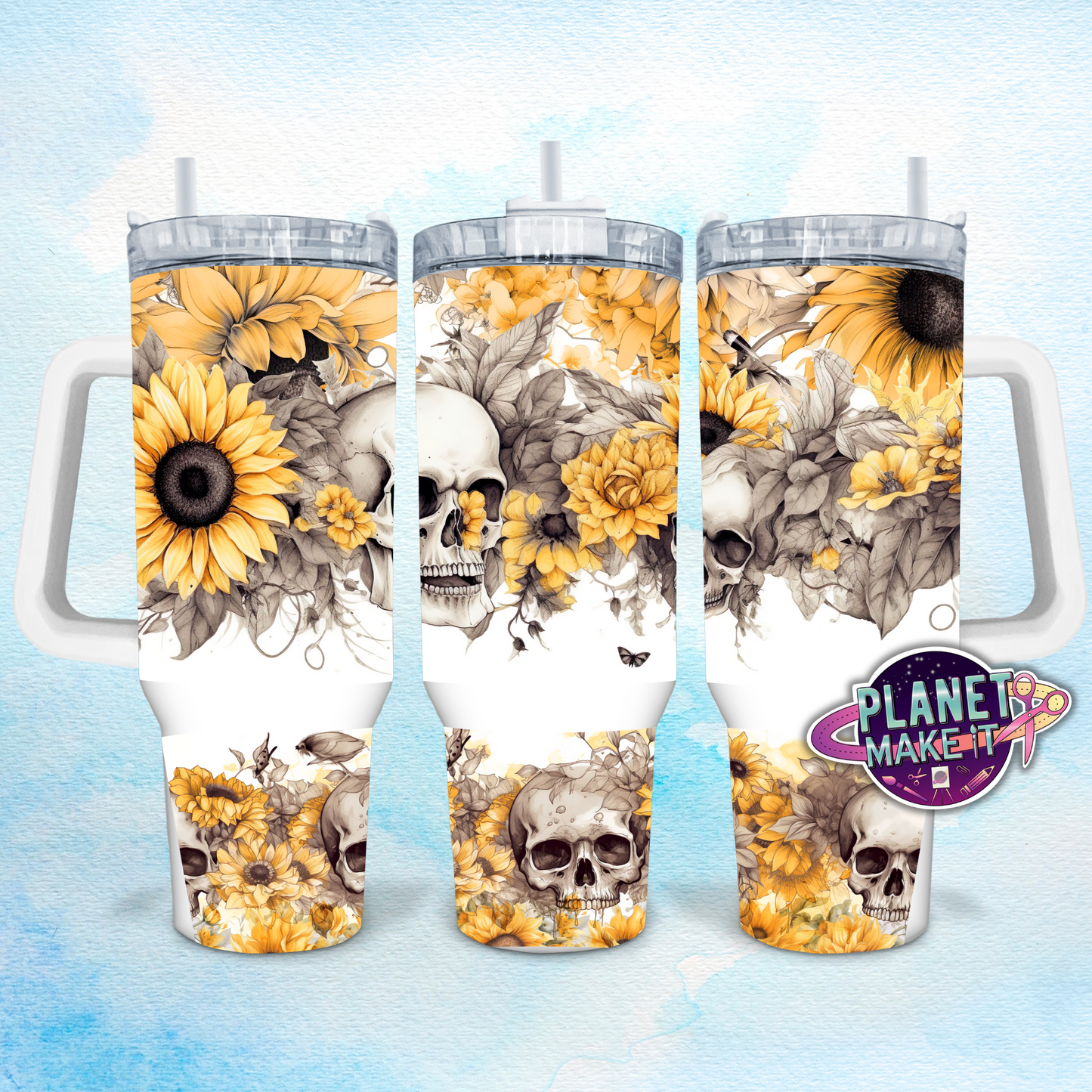 Sunflower Skulls - 40oz Stainless Steel Tumbler