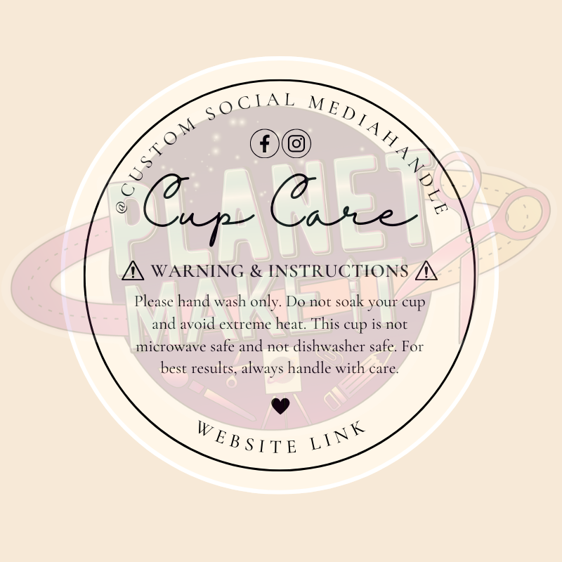 Cup Care Vinyl Sticker Labels - Round