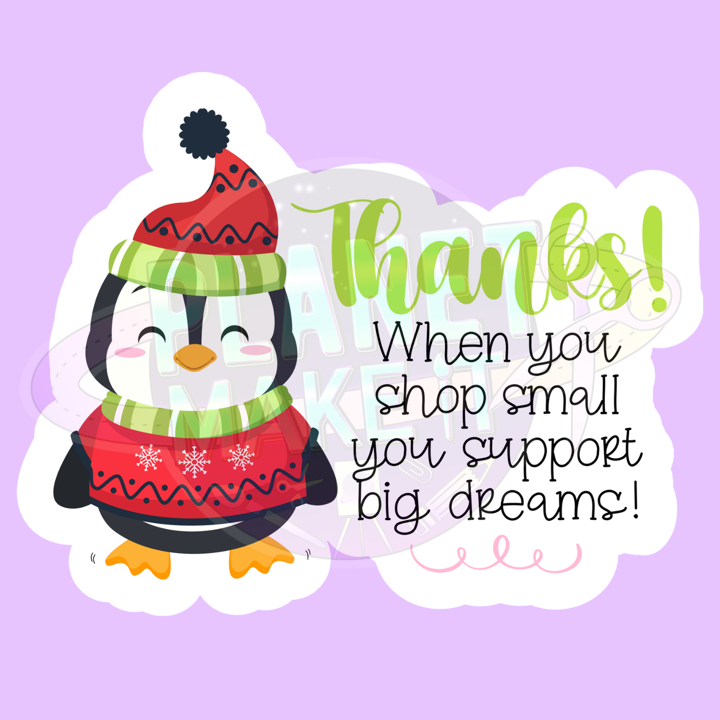 Small Business Christmas Penguin - Adhesive Decals