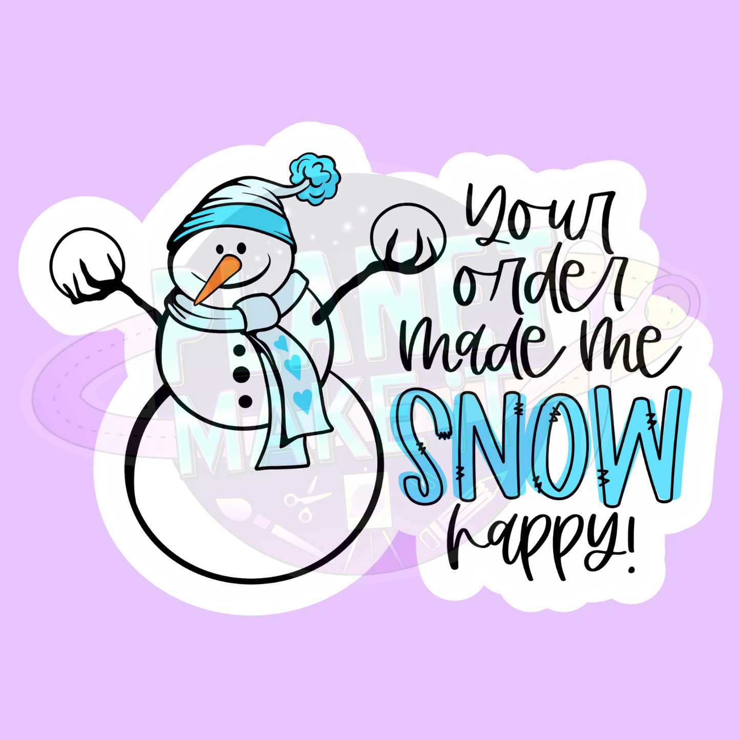 Small Business Snowman (Blue Hat) - Adhesive Decals