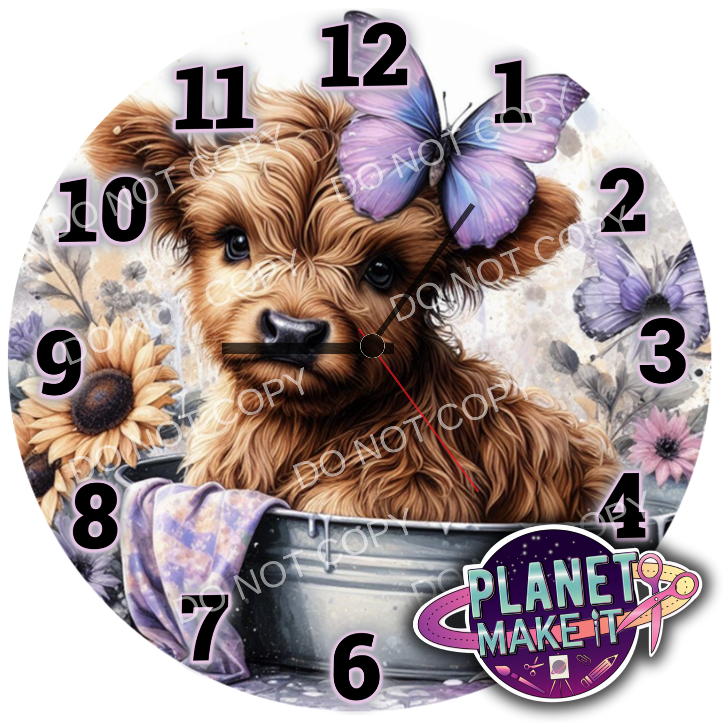 Clock - Cute Highland Cow