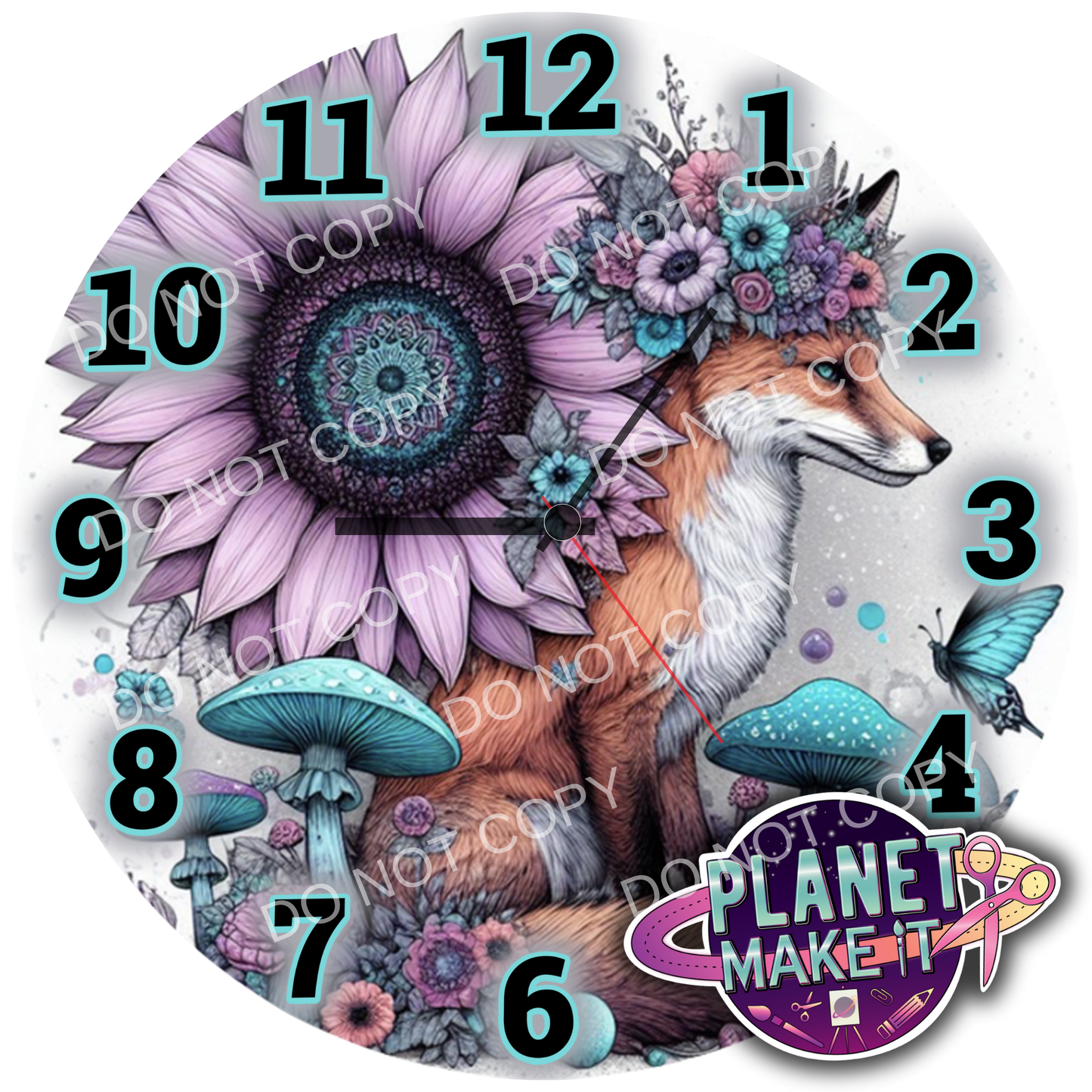 Clock - Cute Boho Fox