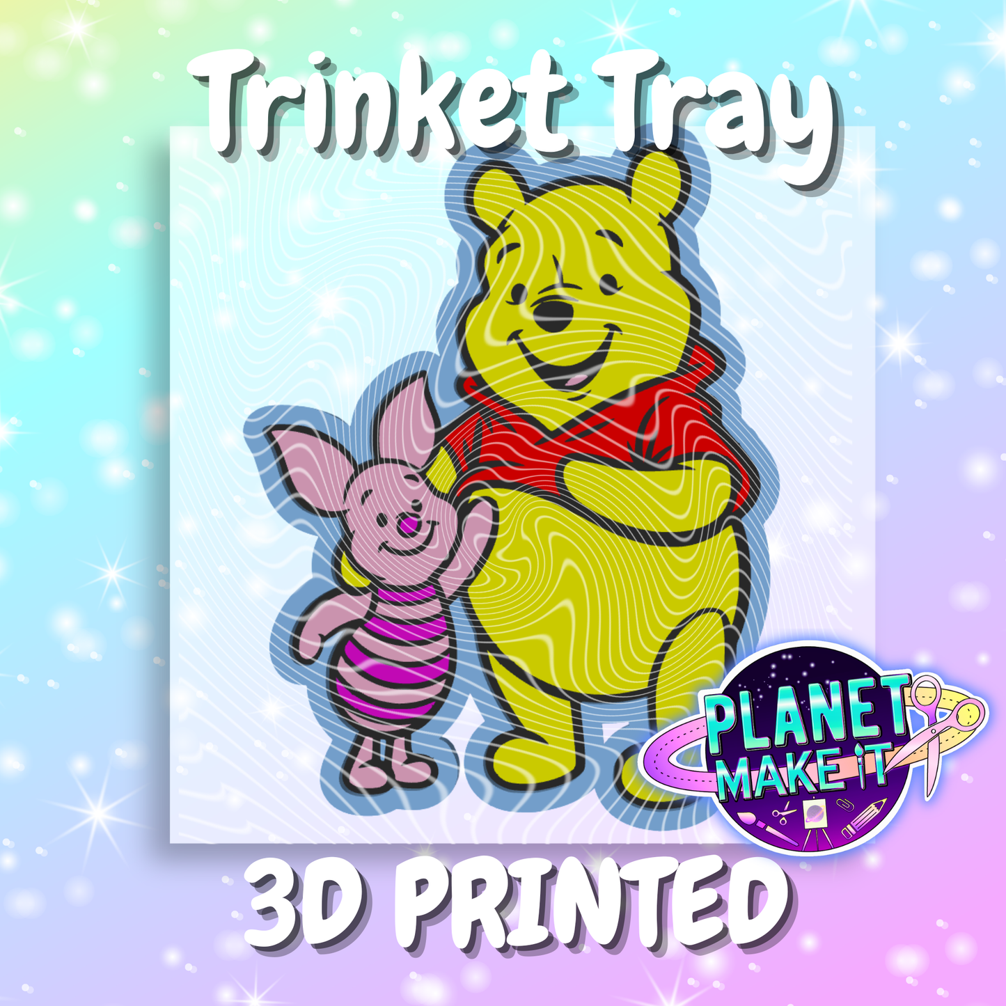 Pink Pig & Yellow Bear - 3D Trinket Tray