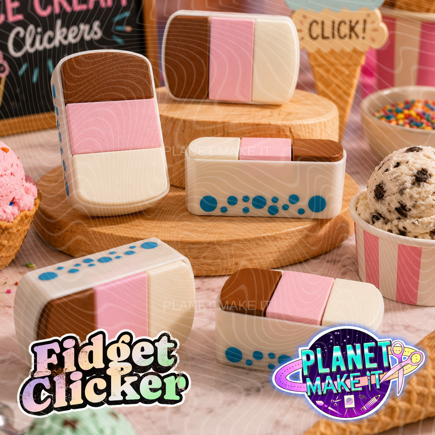 Neapolitan Ice Cream Tub - Clicker