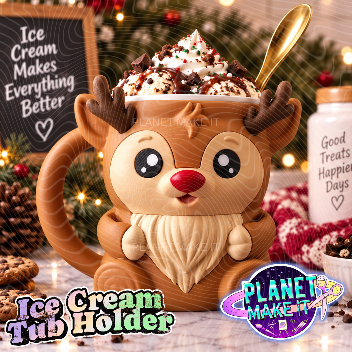 Rudy The Reindeer - Ice Cream Pint Holder