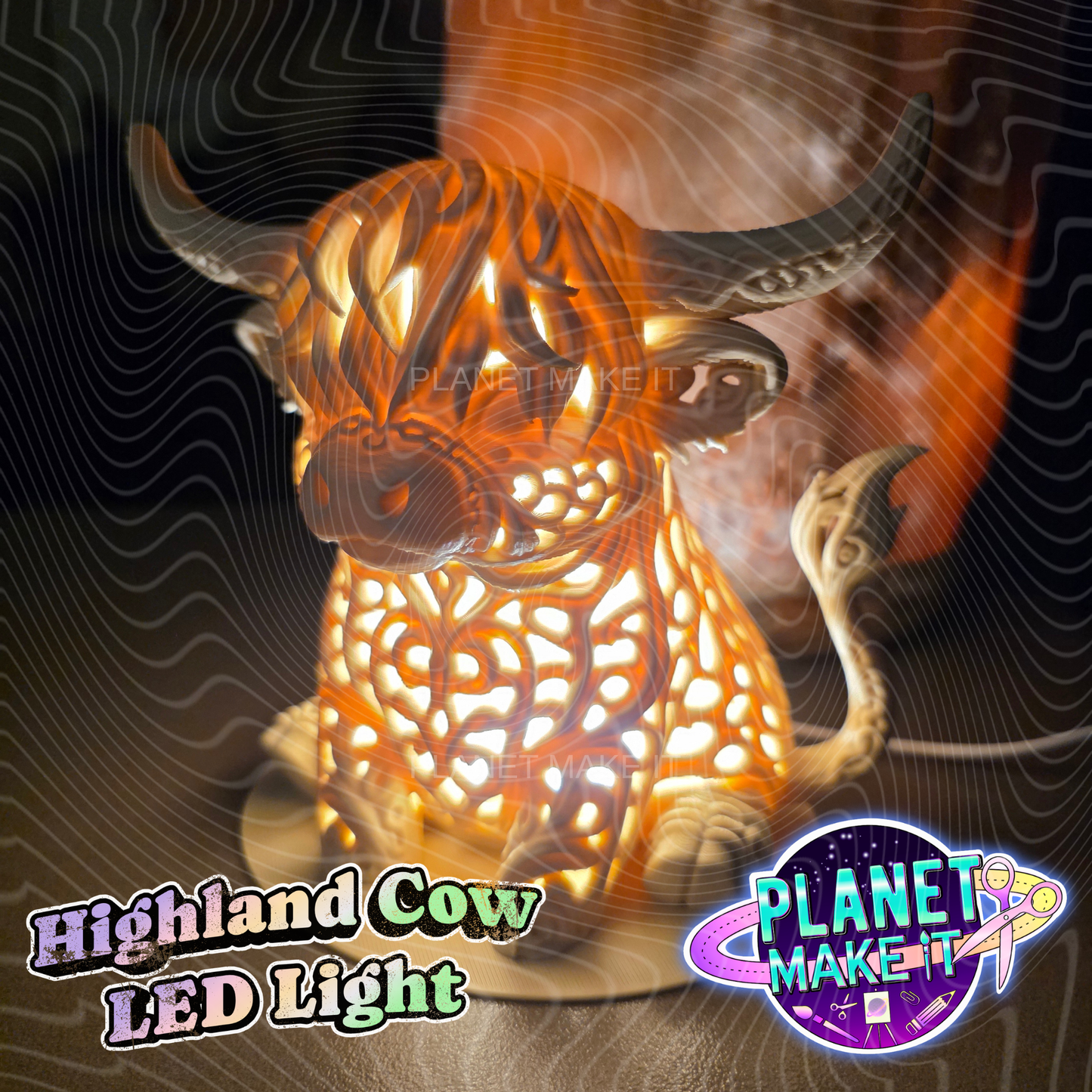 Highland Cow Silhouette - LED USB LIGHT 🐮
