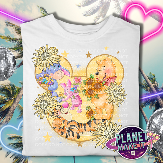 Bear And Friends Flowers - T-Shirt