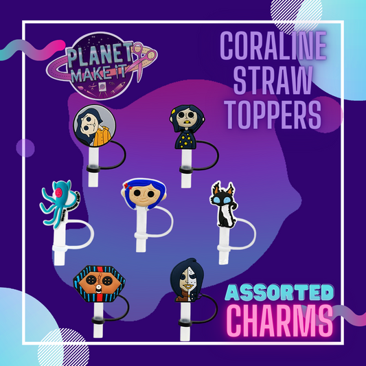Button Eye Girl Straw Toppers - Assorted