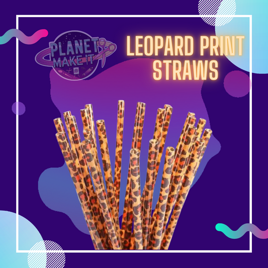 Leopard Print Straws 3pk