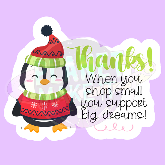 Small Business Christmas Penguin - Adhesive Decals