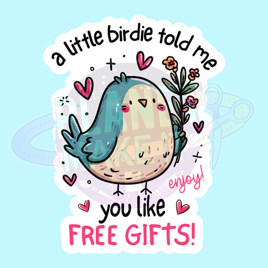 Small Business Free Gifts Birdie - Adhesive Decals