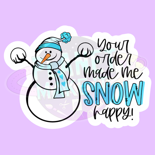 Small Business Snowman (Blue Hat) - Adhesive Decals