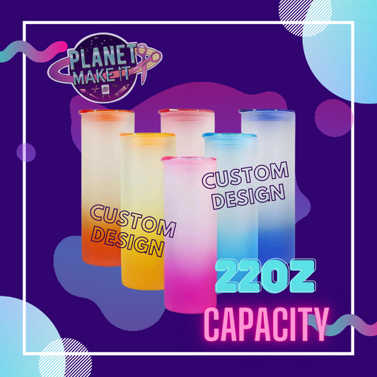 22oz Glass Colour Gradient Tumbler - Custom Design
