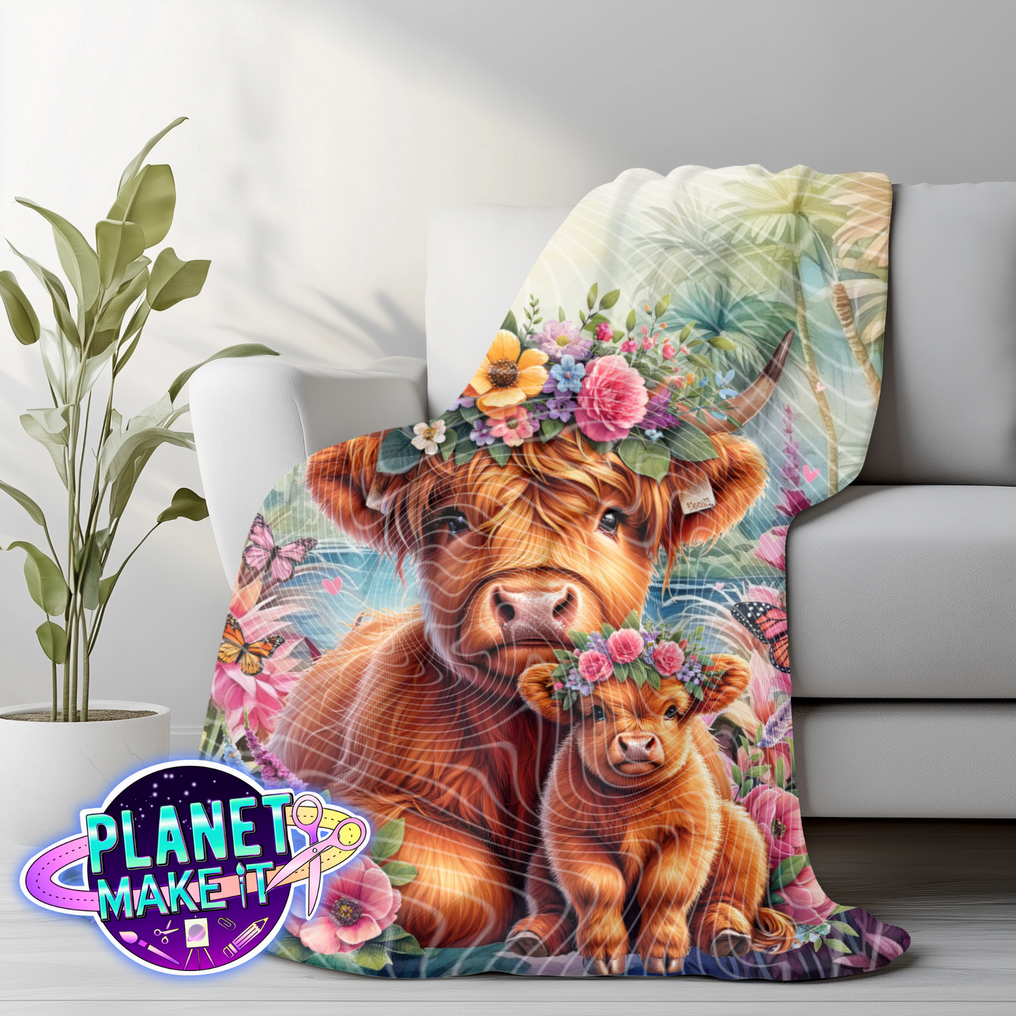 Highland Cow Duo - Plush Blanket