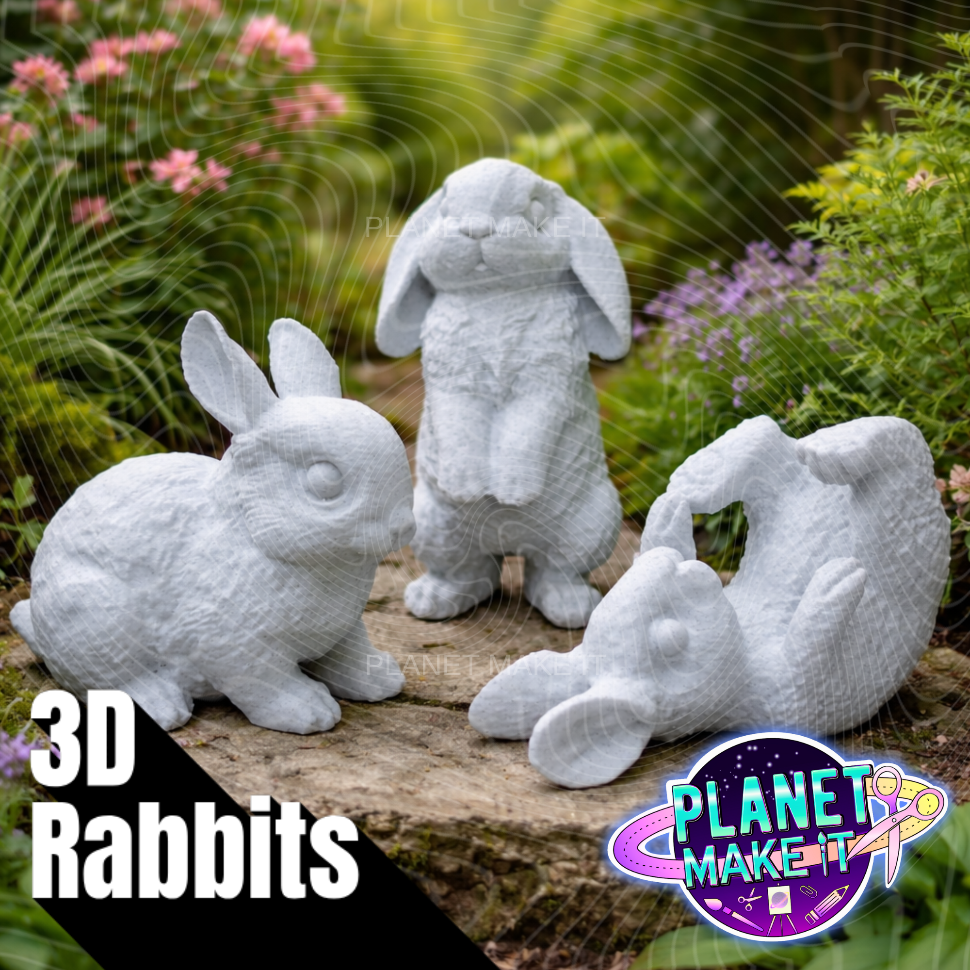 Whimsical Bunny Rabbits - 3D Printed – Planet Make It