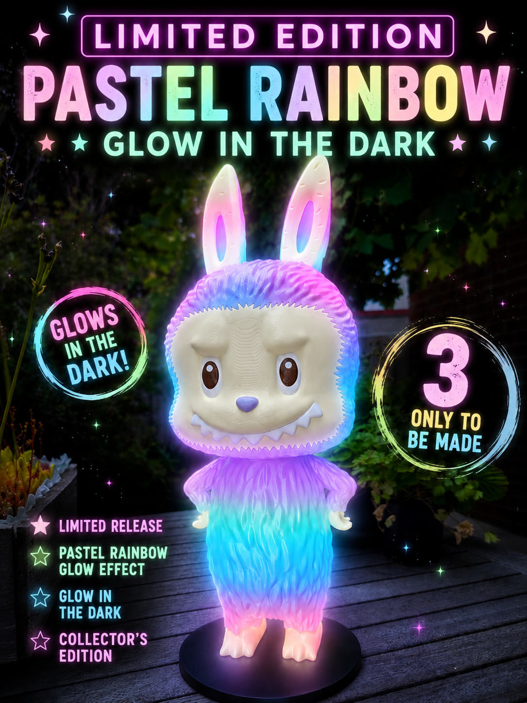 🌟 Pastel Rainbow Glow Monster (MEGA Version) - 3D Character LIMITED EDITION 🌟