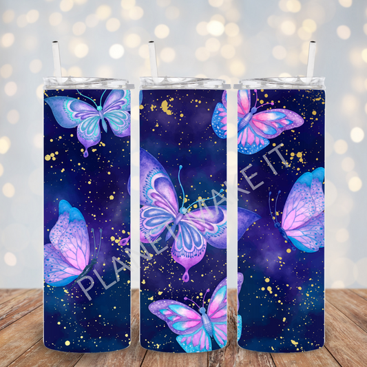 Purple Butterflies - 20oz Metal Tumbler