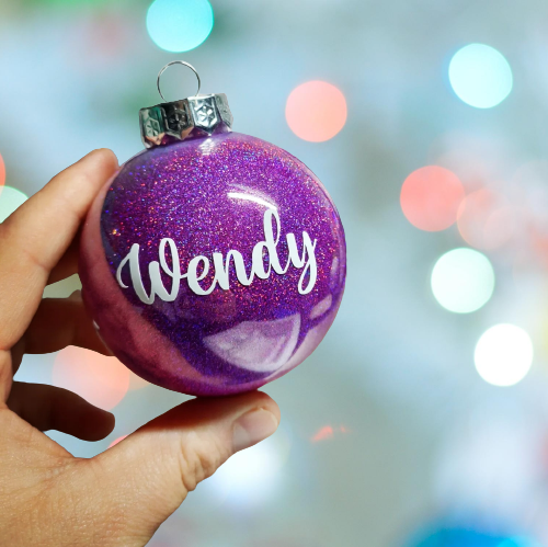 Personalised Christmas Bauble Round Glitter PRE-ORDER NOVEMBER