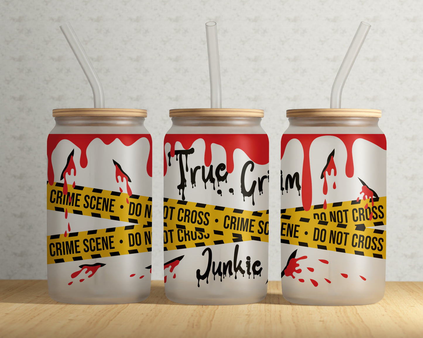 True Crim Junkie - 16oz Frosted Glass Tumbler
