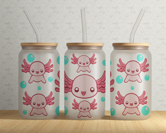 Cute Axolotls - 16oz Frosted Glass Tumbler